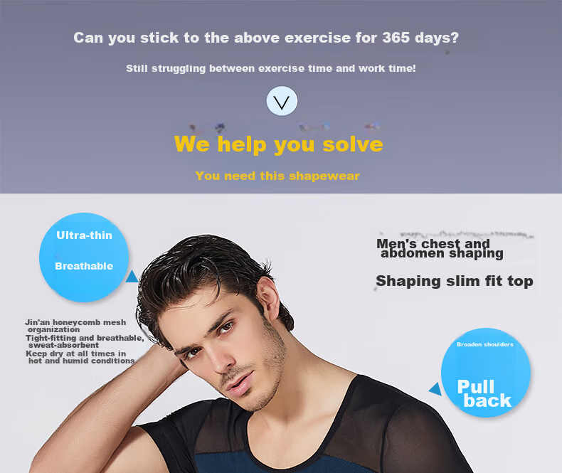 LangSha Men's Short Sleeve Shapewear Shirt, Tummy Control, Beer Belly Reduction, Thin Breathable, Tight-Fitting Men's Body Shaper, High Elasticity, Chest Compression, Shoulder Expansio 6