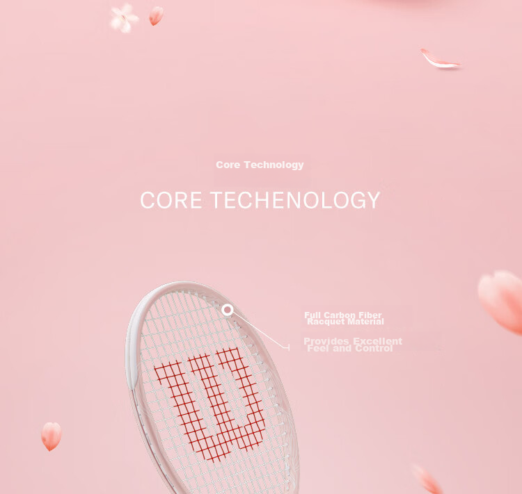 Wilson All-Carbon Integrated Cherry Blossom Pink Advanced Tennis Racket with Large Face And Shock Absorption (Racket And Grip Not Included) 4