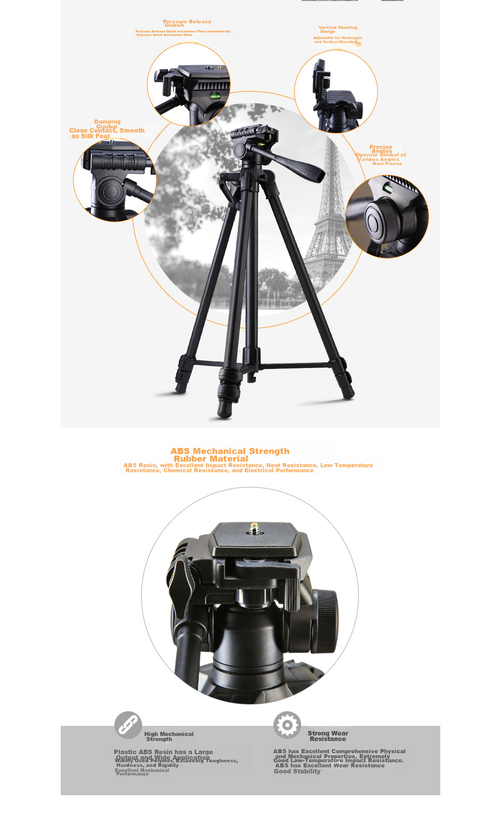 Weifeng WF-3908 Mirrorless And DSLR Camera Portable Tripod, Damping Ball Head Photography And Videography Travel Tripod, Phone Live Streaming Outdoor Projector Night Fishing Light Floor Stand 6