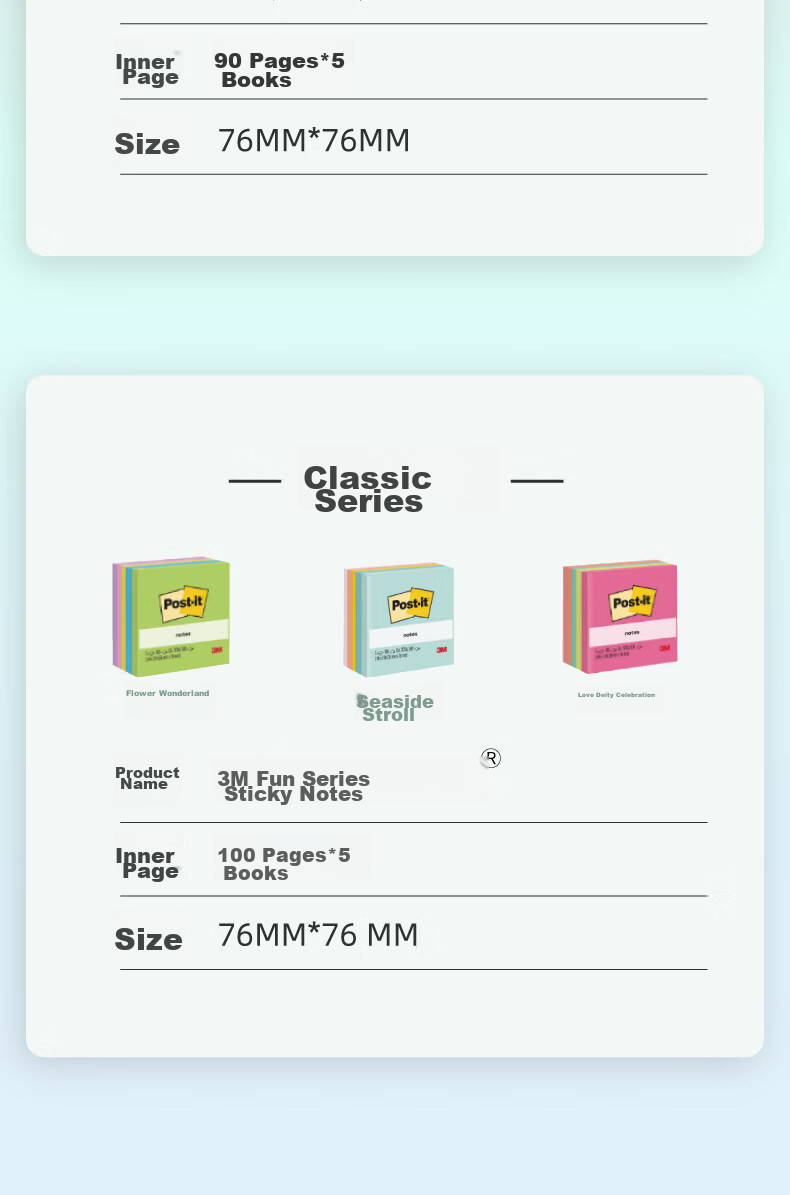 3M Sticky Notes, Memo Pads/Note Paper/Notepad, Office Supplies, School Supplies Stationery, Dureader Fun Series Blue Earth 5 Colors 654-5SST R4 18