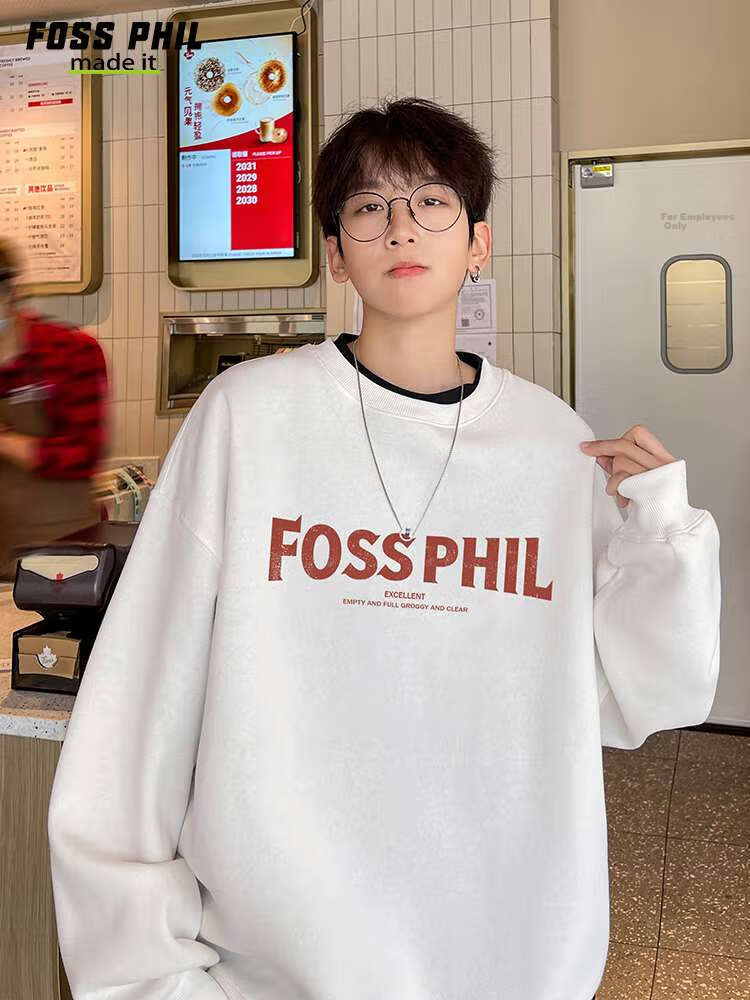 Foss Phil Casual Sweatshirt for Men, Spring And Autumn New Year Long-Sleeve T-Shirt, Base Layer for Year of The Horse Zodiac, Red Top FPW3 Size L 18