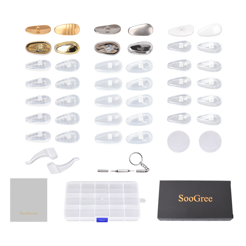 SooGree Glasses Nose Pads, Bridge Pads, Air Cushion Soft Silicone Anti-Slip Straps with Screws, Universal Anti-Fall Device, Replacement Accessories Kit