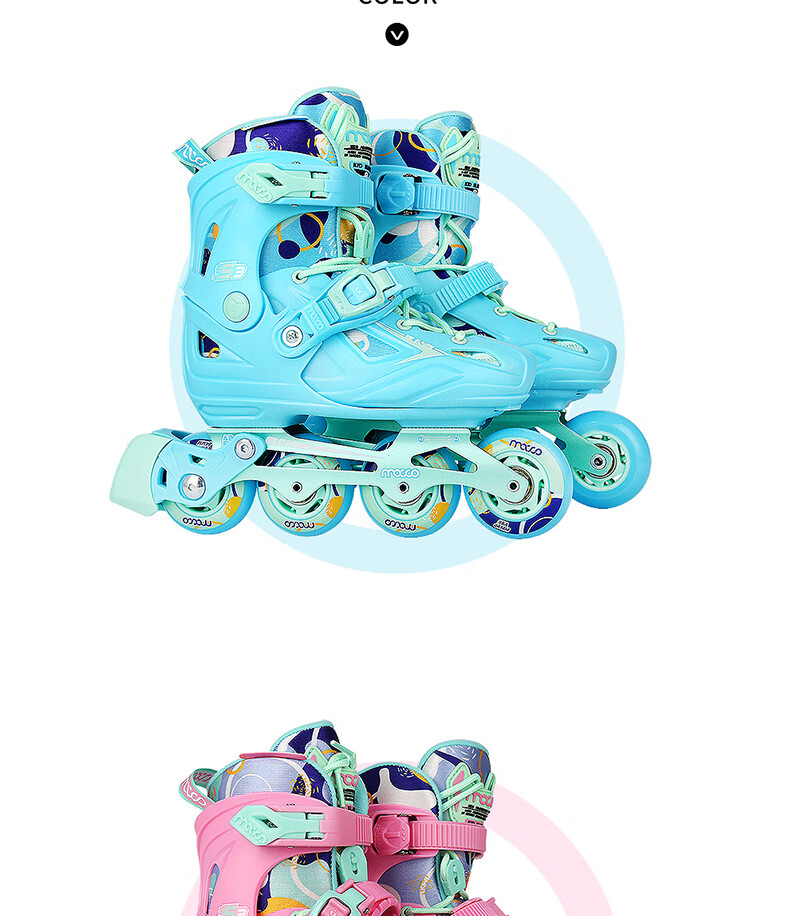Migao Roller Skates for Children, Inline Skates for Girls, Beginner's Roller Skates for Primary And Secondary School Students, Inline Roller Skates, S3 Set in Pink, Size L 13