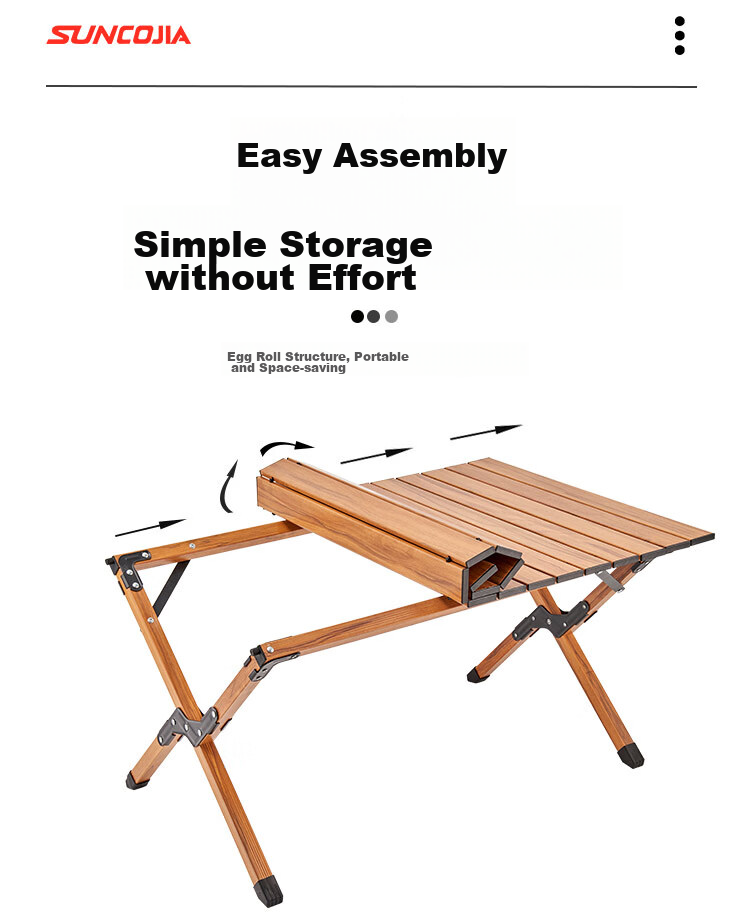 Suncojia Outdoor Folding Table, Aluminum Alloy Roll-Up Table, Portable Foldable, Wilderness Dining Table, Table And Chairs 12