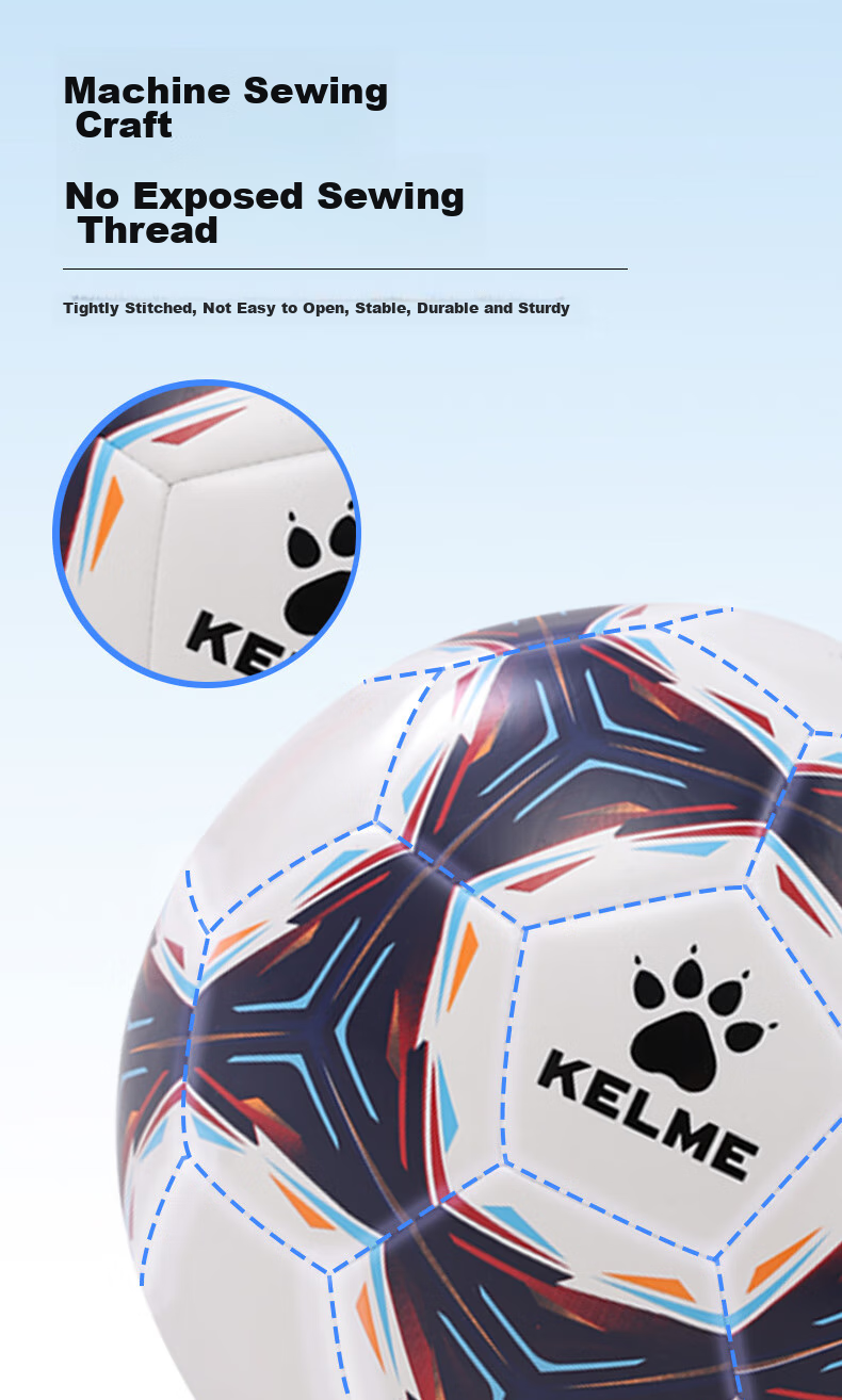 KELME Sewn Football Training Match Ball Durable Size 4 Children's Standard White Blue 4