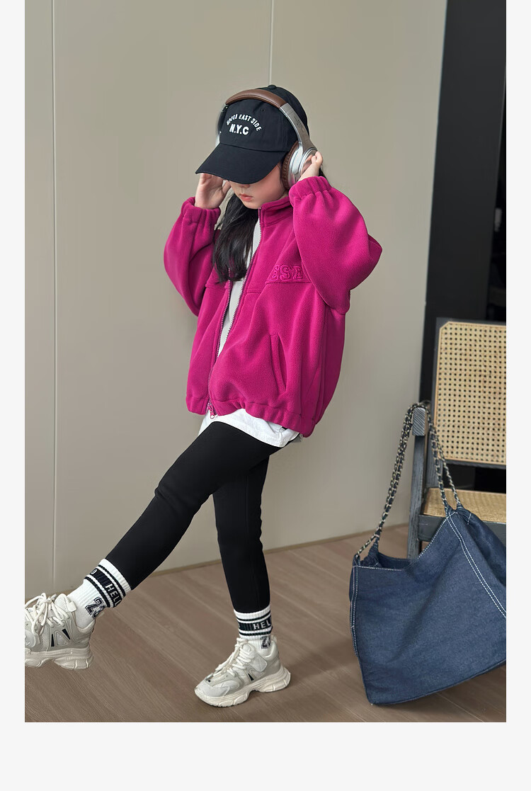 LUSON Chen Da Zhu Girls' Jacket, Autumn And Winter New Style, Double-Sided Fleece, Children's Sports Outerwear, New Year's Outfit 23