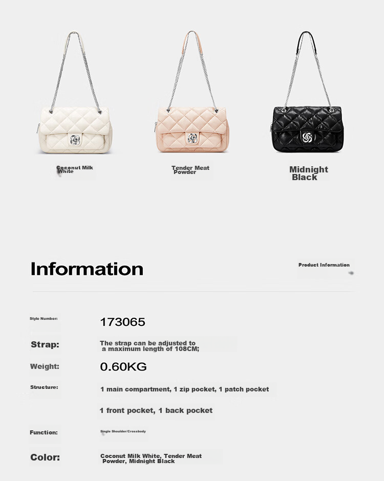 JUST STAR Handbag for Women, 2026 New Style Bag, Light Luxury Shoulder Crossbody Bag, Underarm Bag, Ladies' Purse, Birthday Gift for Wome 8