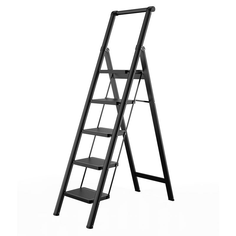 Kentai Folding Ladder, Household A-Frame Ladder, Extendable, Thickened Carbon Steel, Widened Treads, Engineering Iron Ladder F4-H5