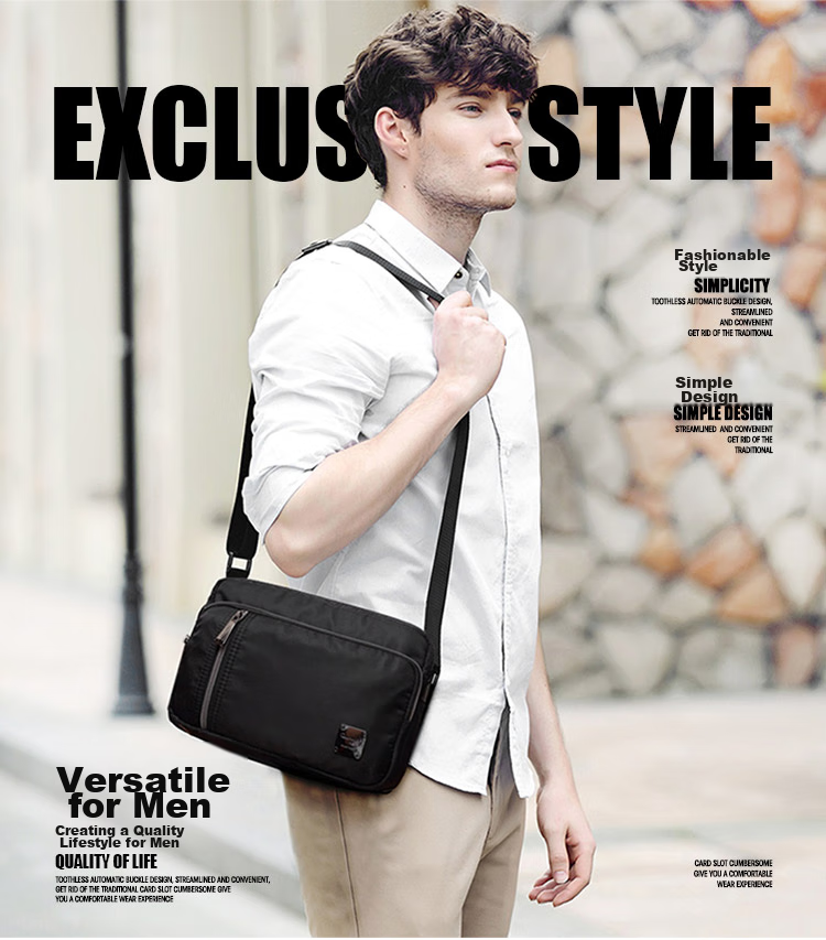 CROCODILE Men's Casual Shoulder Bag, Youth Trendy Versatile Crossbody Large Capacity Fabric Bag 27451 Gift for Boyfriend 1