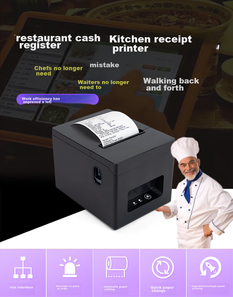 Youku 80mm Thermal Receipt Printer, Restaurant Kitchen Supermarket Retail Takeout Printer with Automatic Paper Cutting, USB And Network Port Versio 2