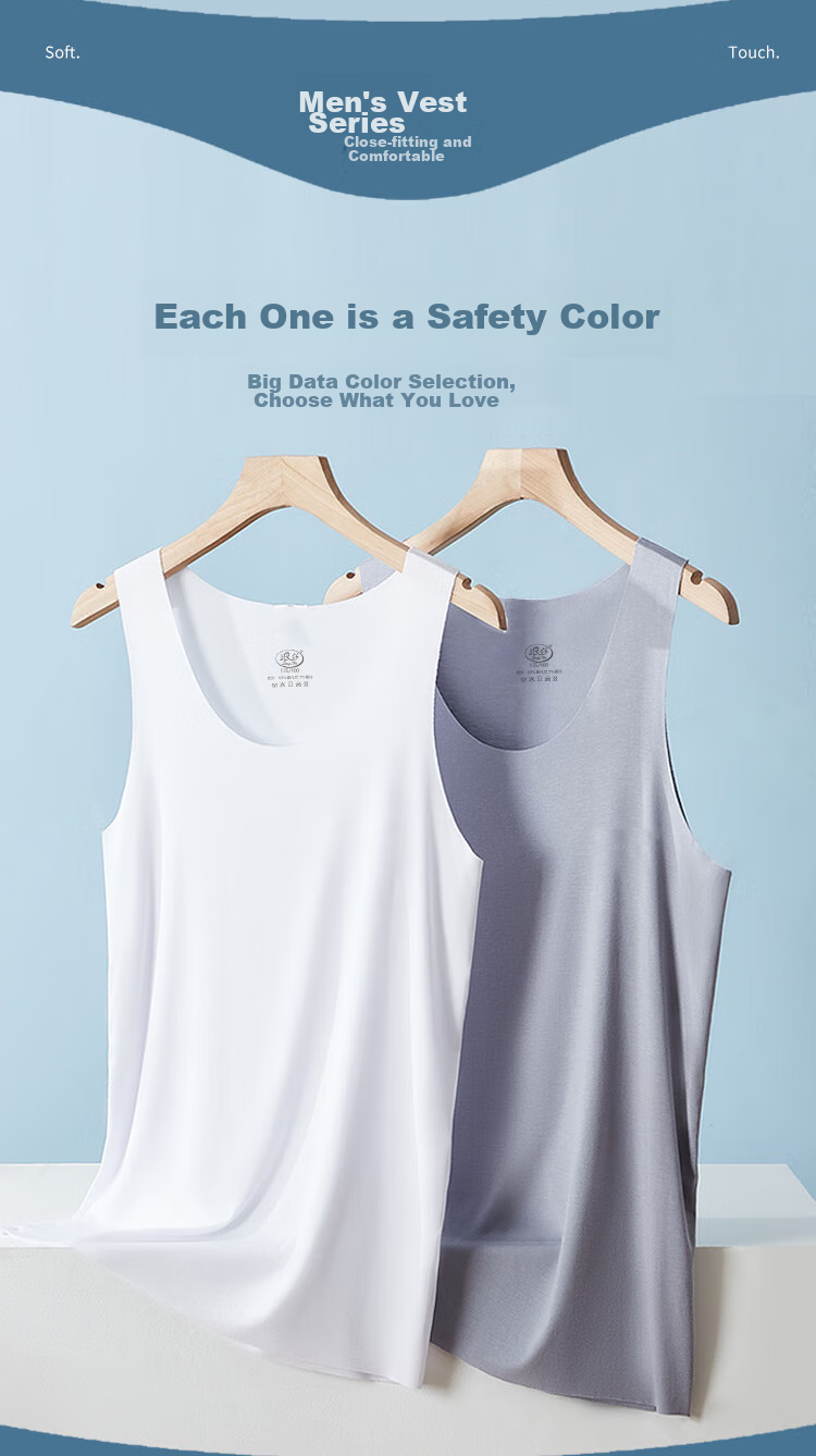 LangSha Men's Tank Top, Summer 7A Antibacterial Ice Silk Seamless Modal Thin Sleeveless Athletic Undershirt 9