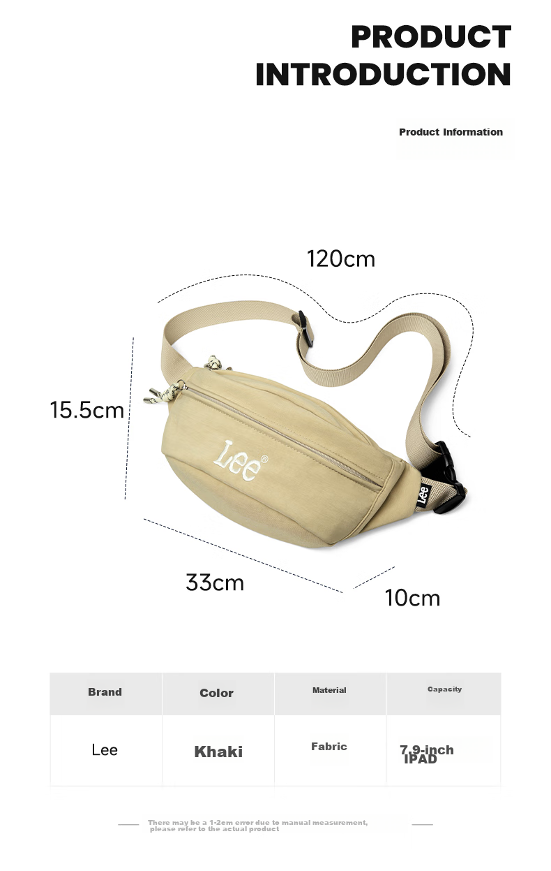 Lee Women's Shoulder Bag Fashion Crossbody Bag Men's Waist Bag Commuter Chest Bag Student Casual Versatile Backpack Cream White 2
