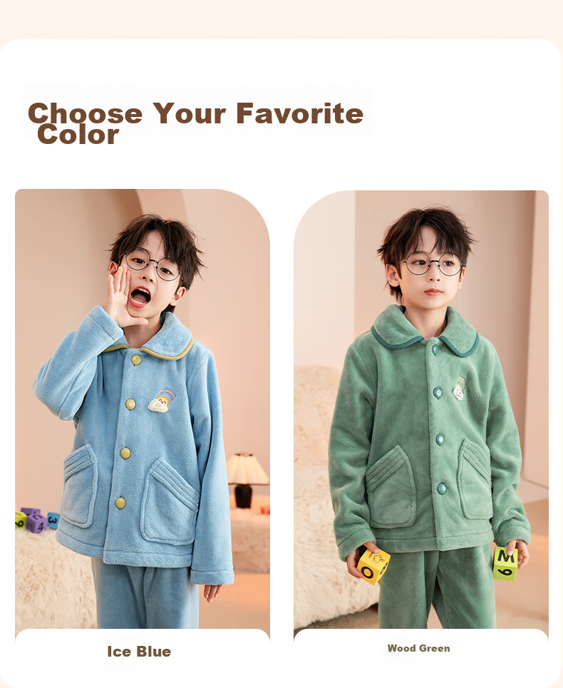 Fenteng Children's Pajamas for Boys, Anti-Static, Thickened Double-Sided Fleece, Warm, Big Kids' Loungewear Q9FJ257940359 16