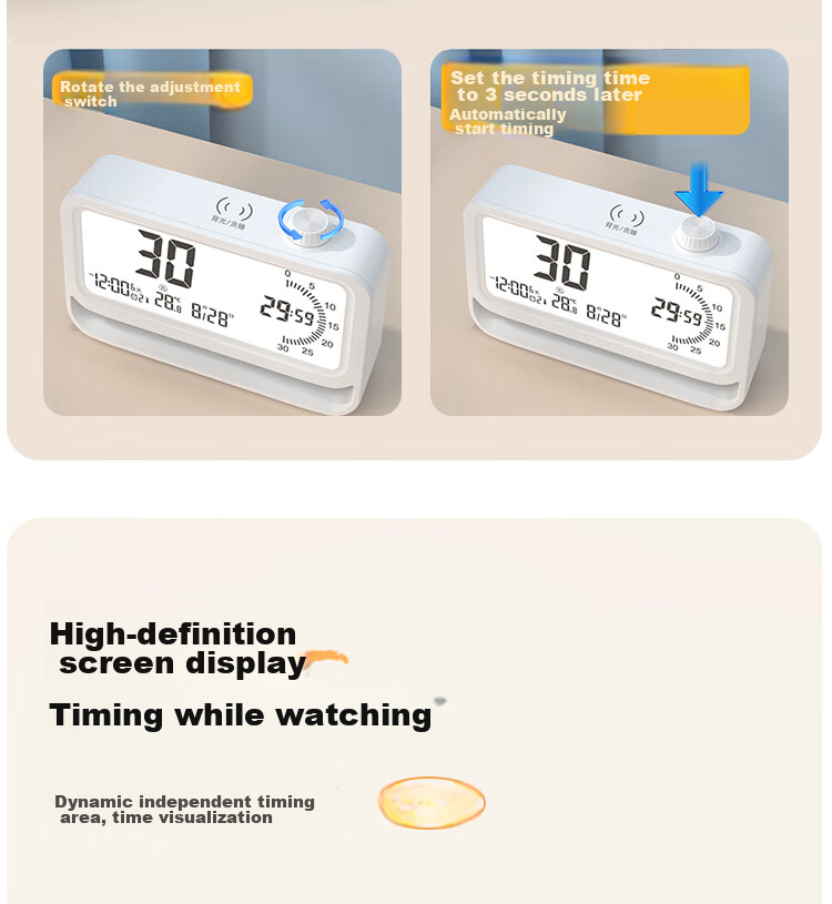 Compas Electronic Student Alarm Clock, Visual Timer, Night Light, Children's Countdown Time Management Device, 2818 Black, New Year Gift, Back-To Seaso 5