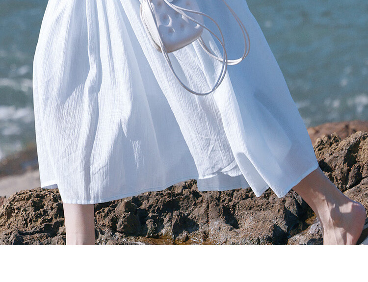 Dme First Love Style Light Blue Dress, Round Neck, Tie-Up Collar, Fairy-Like Long Sleeve Dress for Women, Light Blue, M 11