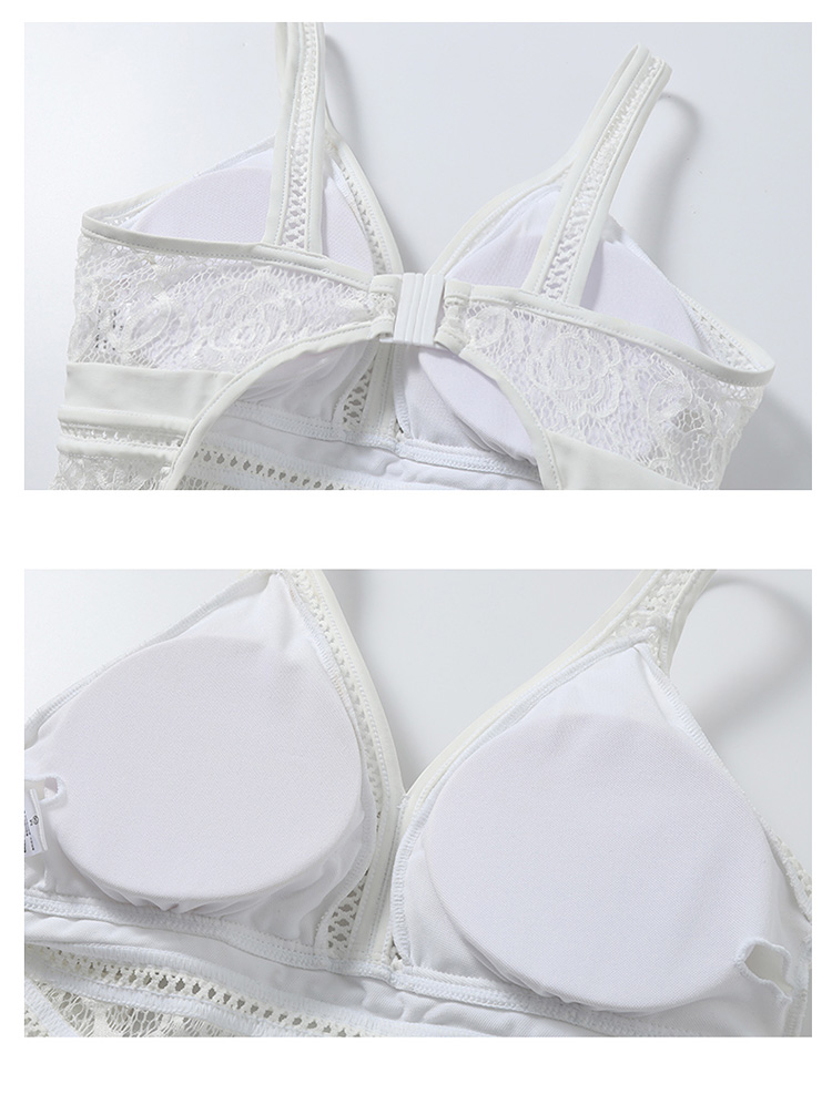 DK Swimsuit for Women, Sexy Small Chest One-Piece Conservative Tummy-Covering Slimming Korean Hot Spring Cover-Up Swimwear, White XL 16