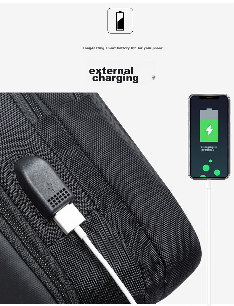 Bange Chest Bag for Men, Travel Shoulder Bag, Business Casual, Multi-Compartment, Large Capacity, Versatile, 11-Inch Tablet Crossbody Bag, Black 10