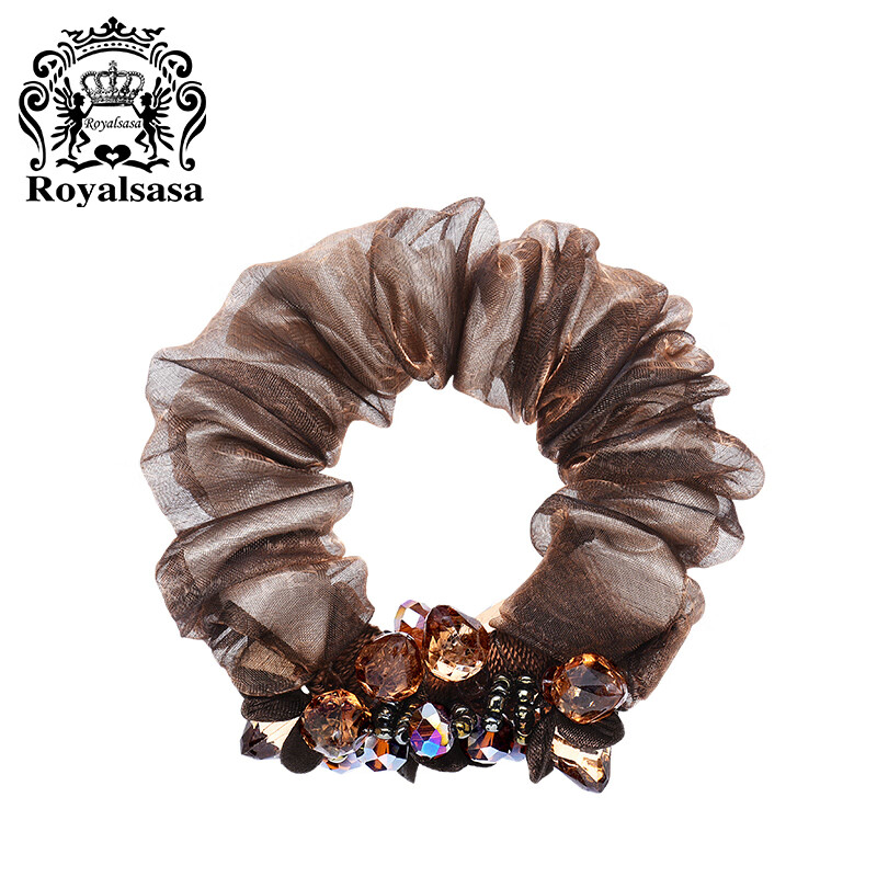 Royal Sasa Hair Accessories, Silk Flower Headband, Crystal-Like Bun Maker, Hair Ties, Ponytail Holders, Hair Bands