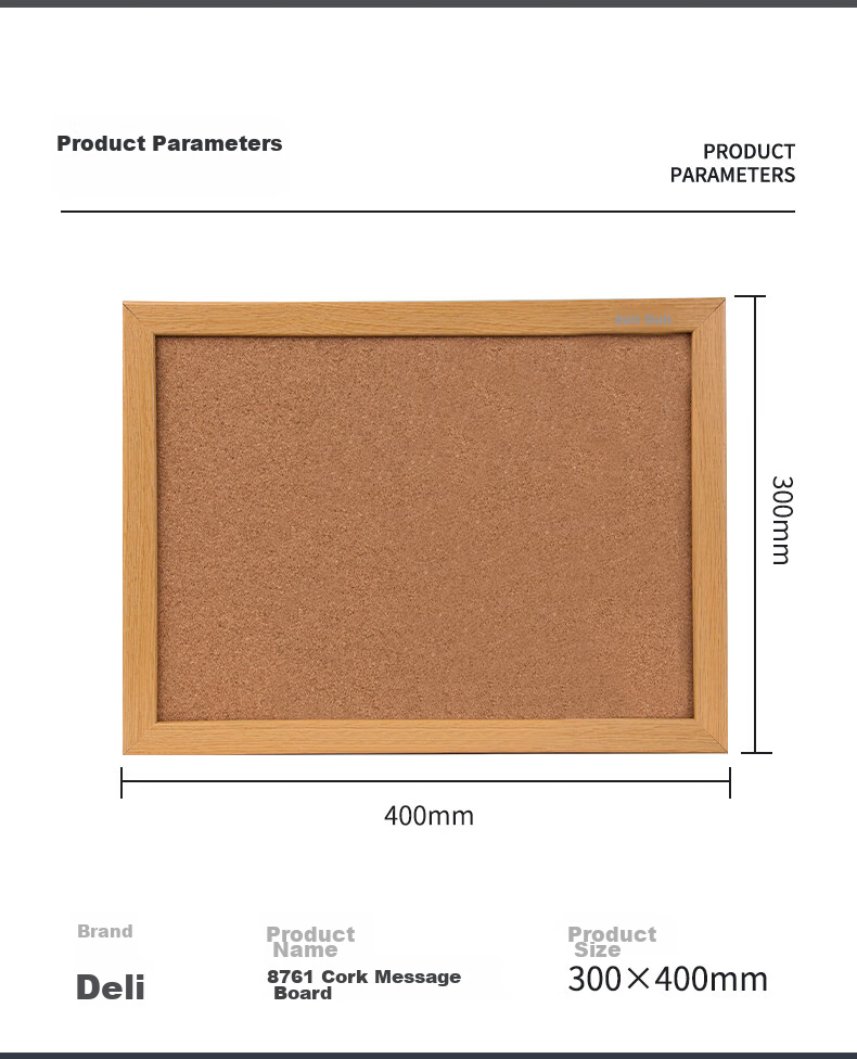 Deli 90*60cm Cork Message Board, Home Memo Board, Whiteboard, Pin-Insertable Photo Wall Board, Pushpin Board, Home Dormitory Message Board 8764 9