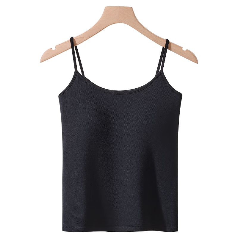 MiiOW Women's Camisole Bra with Built-In Pads, Beautiful Back Inner Wear Undershirt T-Shirt Spring/summer 2026, Black XL