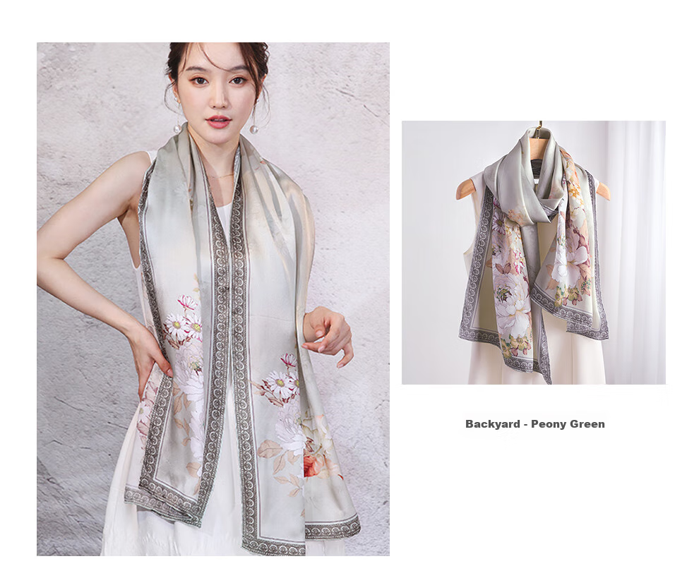 Hangsilu Silk Scarf for Women, Chinese Style Long Scarf, Mulberry Silk Shawl, Birthday Gift, Mid-Autumn Festival Gift for Mom And Teachers 9