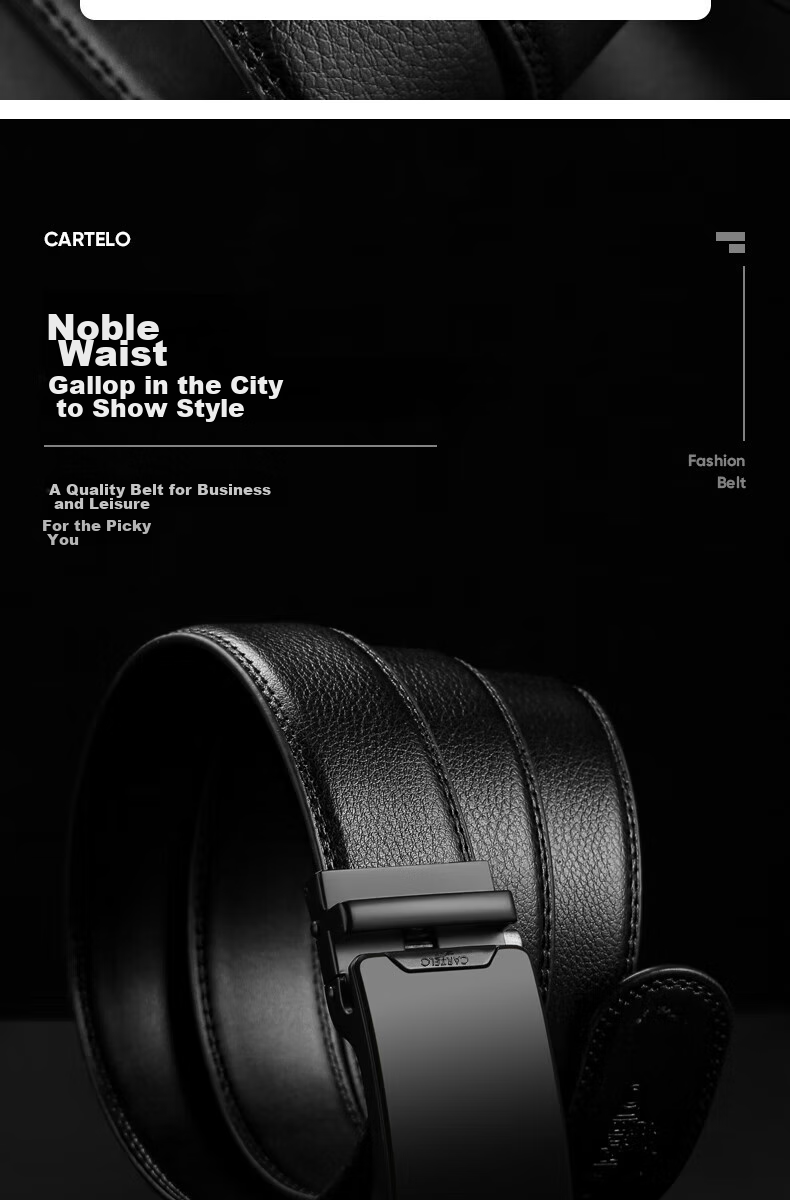 CARTELO Men's Automatic Buckle Belt, Business Casual Style Cowhide Waistband, Gift for Boyfriend, Husband Or Father 2