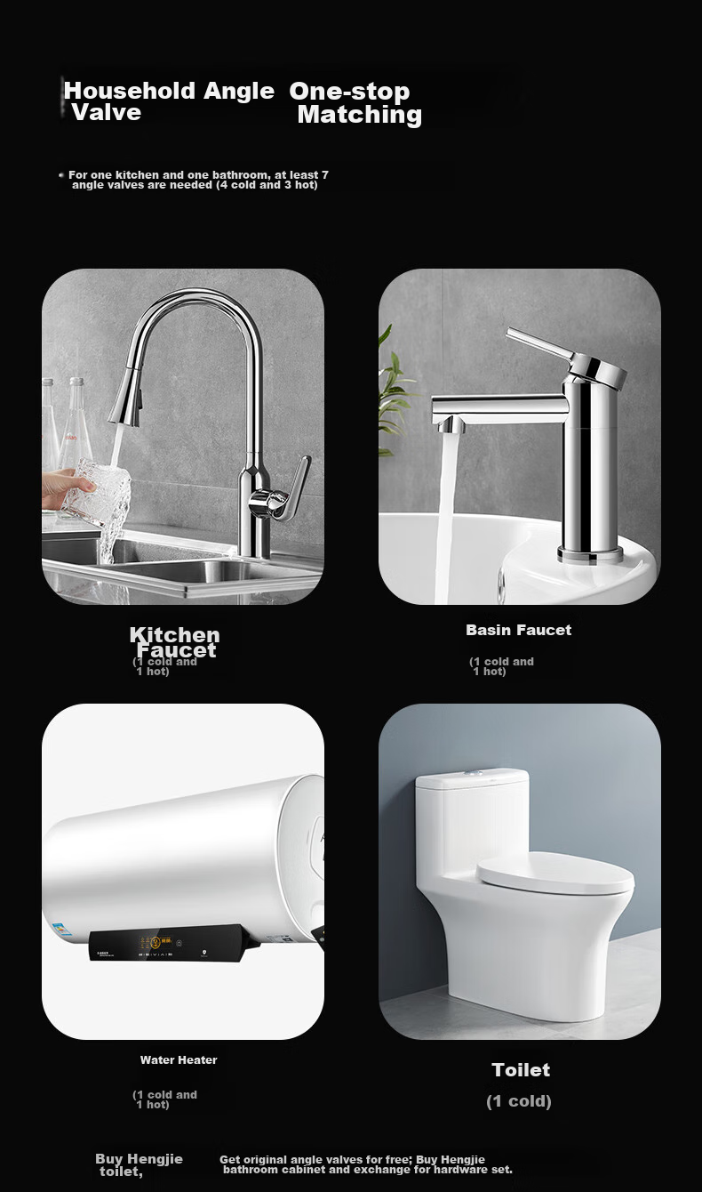 HEGII Angle Valve, Thickened Copper Alloy Household Triangular Valve, Toilet Stop Valve, Hot And Cold Water Healthy Angle Valve HMA916-H 3