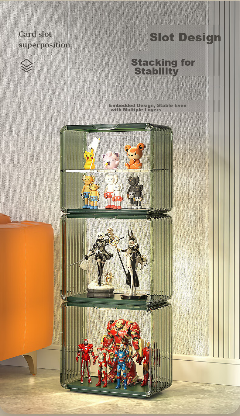 JEKO&JEKO Action Figure Storage Box, Labubu Transparent Blind Box Display Case, Toy Trendy Display Stand, Desktop Model Storage Cabinet 6