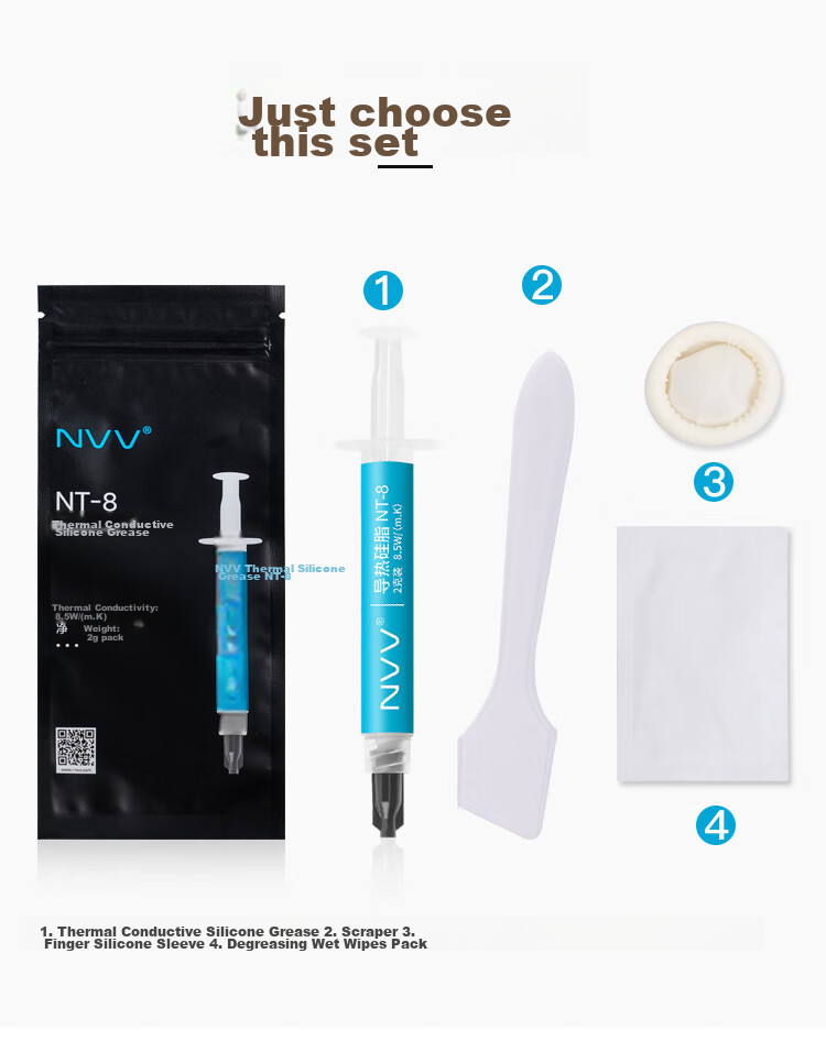 NVV Thermal Paste for CPU Cooling, Heat Conductive Silicone Gel for Phone Repair, Graphics Card And Laptop Cooling Paste, 2g Package with Thermal Conductivity of 16.8 (W/m·K) 10