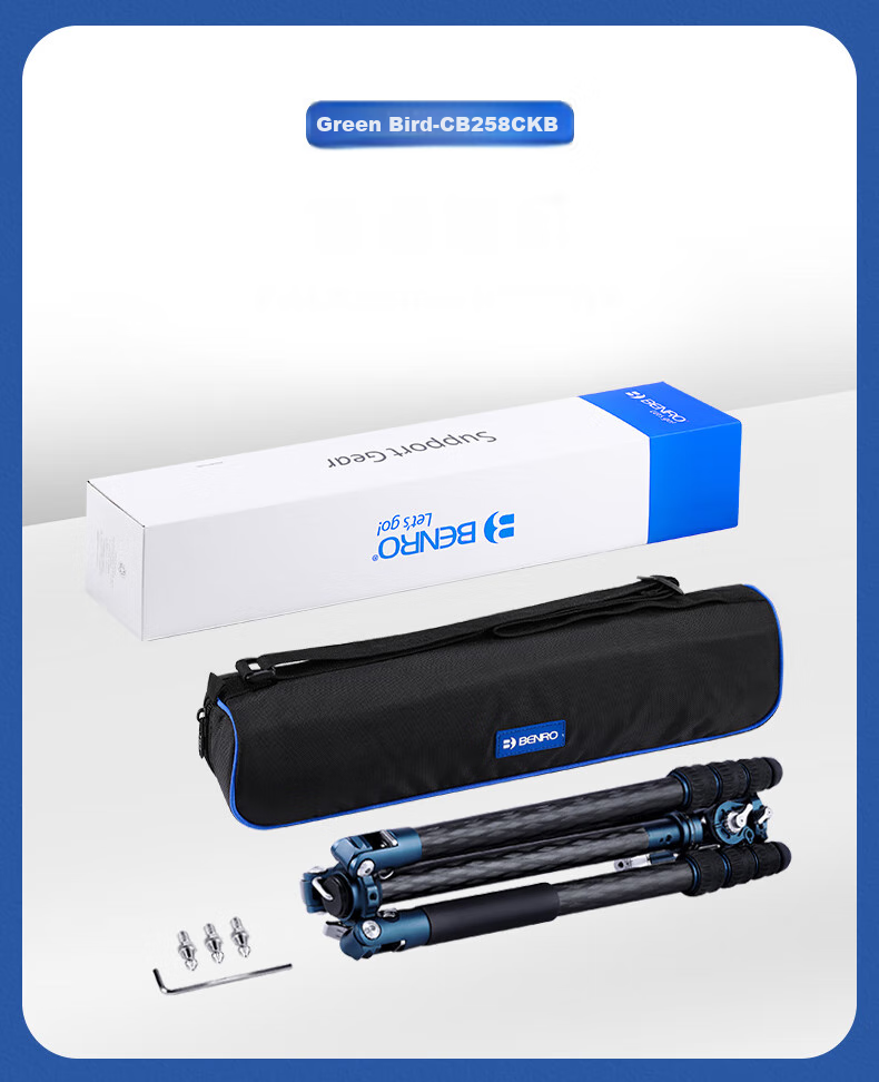 Benro CB259CFK, Professional Photography And Video Live Streaming Dual-Level Tripod with Handle, Hydraulic Head, Mirrorless And DSLR Camera Portable Plate Clamp Flat Tube Carbon Fiber Tripod Kit 15