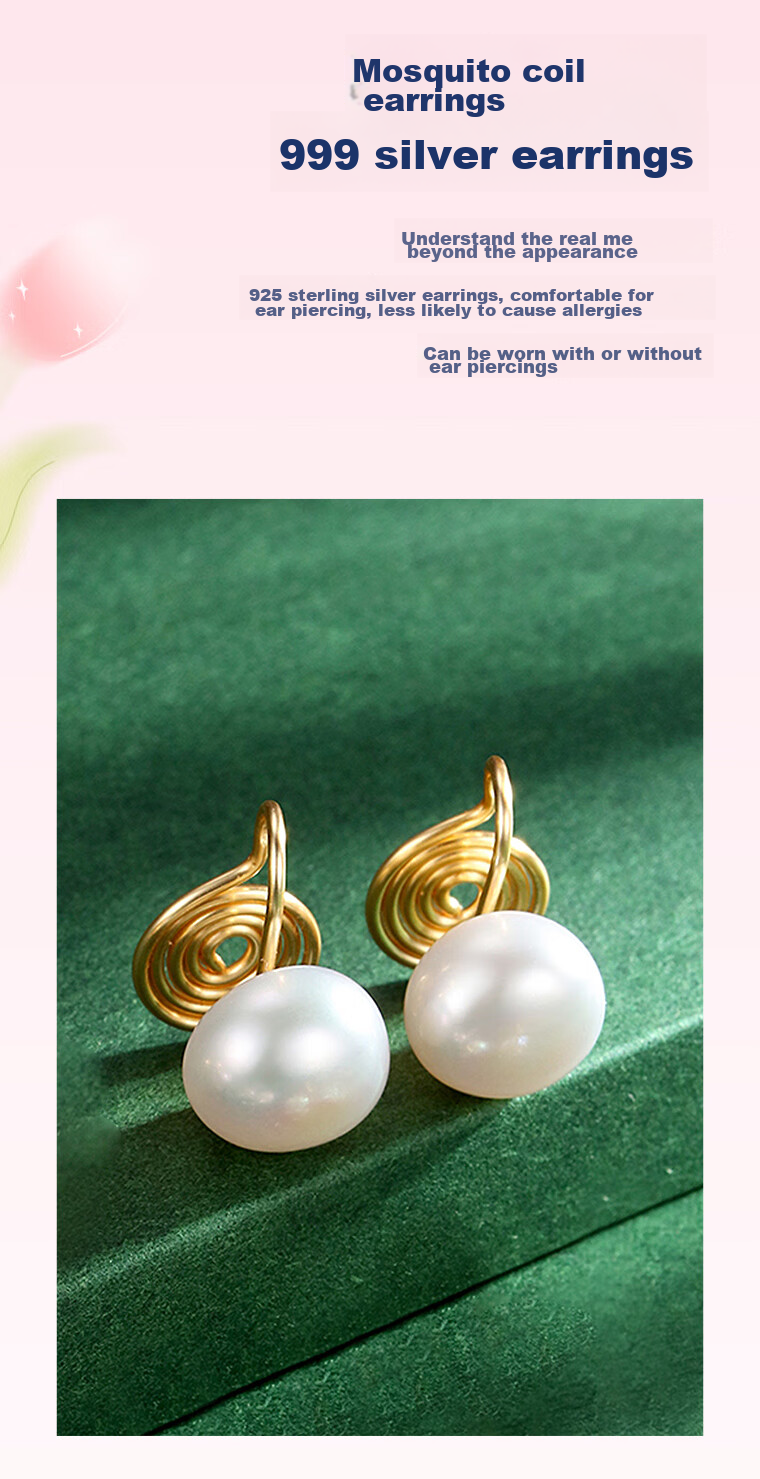 Dairuo Freshwater Pearl Stud Earrings, No-Drill Earrings for Women, Niche Design, Elegant Earrings, Fever Earrings, Gift 5