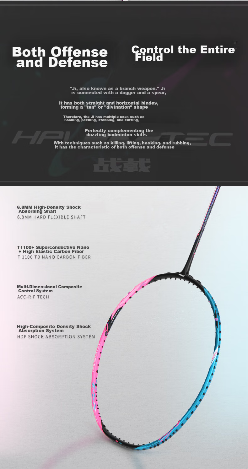 Li-Ning Badminton Racket, Full Carbon Professional Competition Racket, Speed And Attack Single Racket, Zhanji 8000 (4U) 2