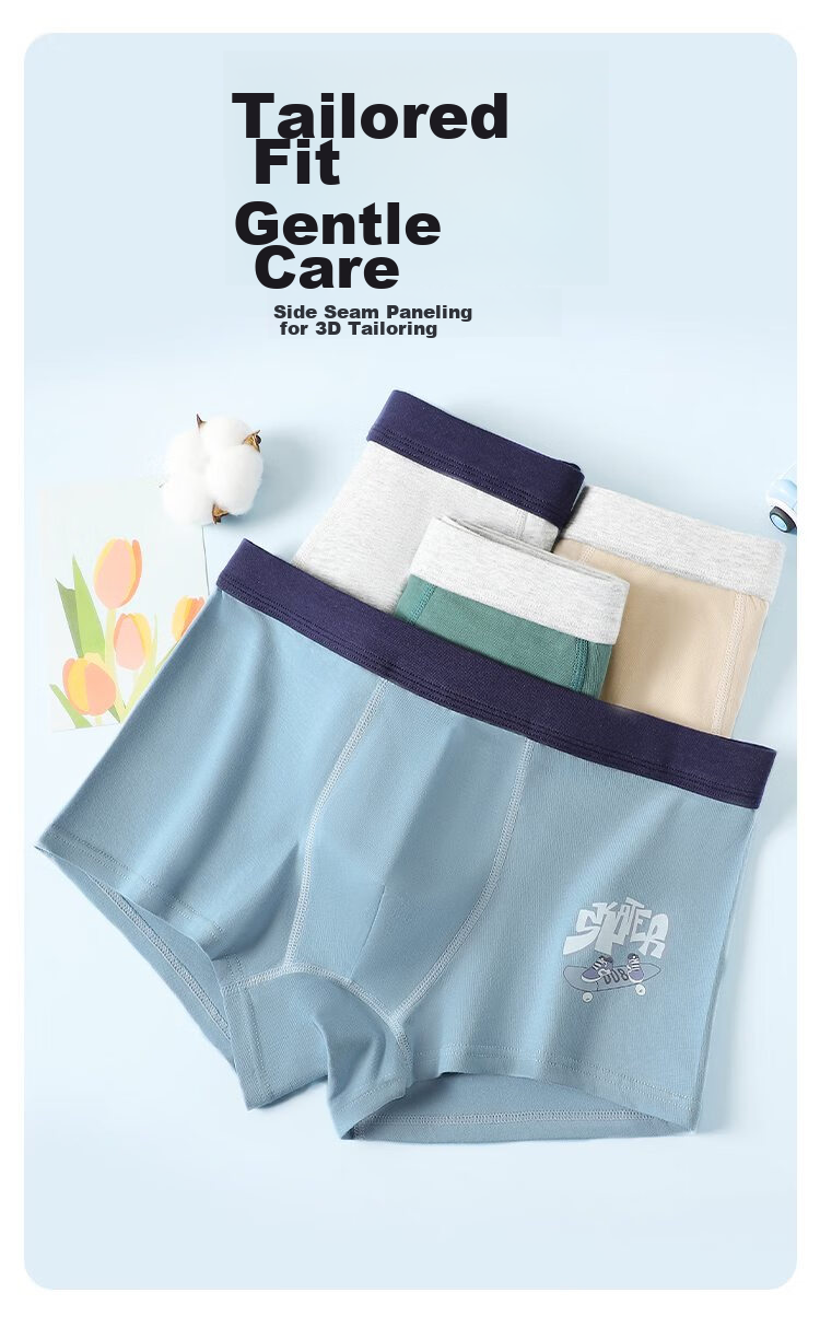 Bingxuemumian Boys' Underwear for Teenagers, Developmental Stage 12-16 Years Old, Boxer Briefs, Cotton 3A Antibacterial, for Older Children And Teens 10