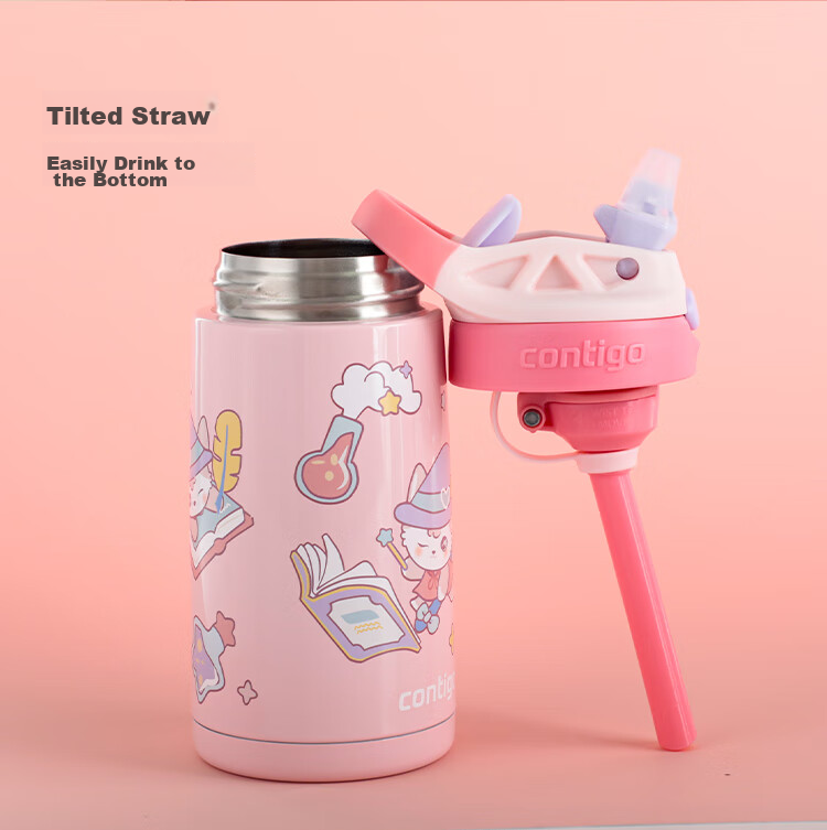 Contigo Children's 316L Stainless Steel Straw Insulated Water Bottle HBC-GIZ308VP + Balance Bike Dinosaur 400ml 6