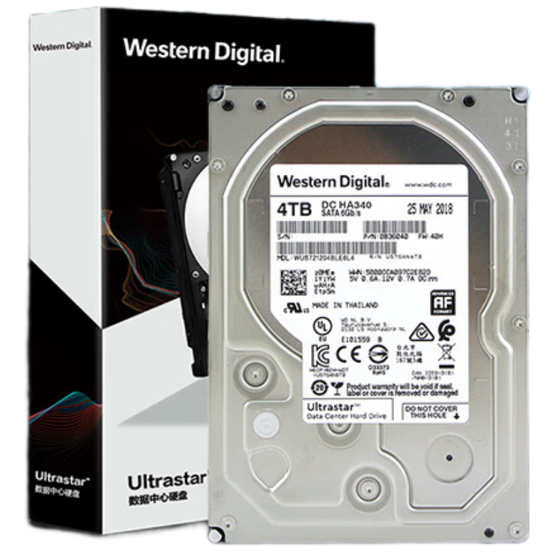 Western Digital (WD) 4TB Enterprise-Grade Mechanical Hard Drive DC HA340 SATA 7200 RPM 256MB CMR Vertical Server Hard Drive, 3.5-Inch WUS721204BLE6L4