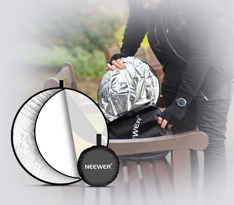 NEEWER 80CM 5-in-1 Reflector Photography Studio Foldable Fill Light Panel Portable Outdoor Photo Soft Light Board Gold Silver Black White Light Blocking Panel Shooting Props 1