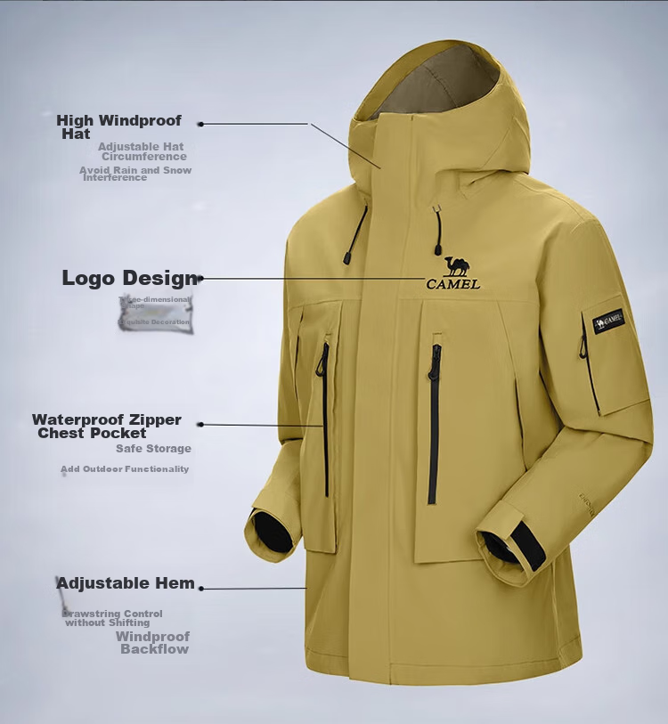 CAMEL Outdoor Jacket Three-In Unisex Coat, Heavy Rain-Resistant Waterproof Windproof Mountaineering Wear A34CA18673 5
