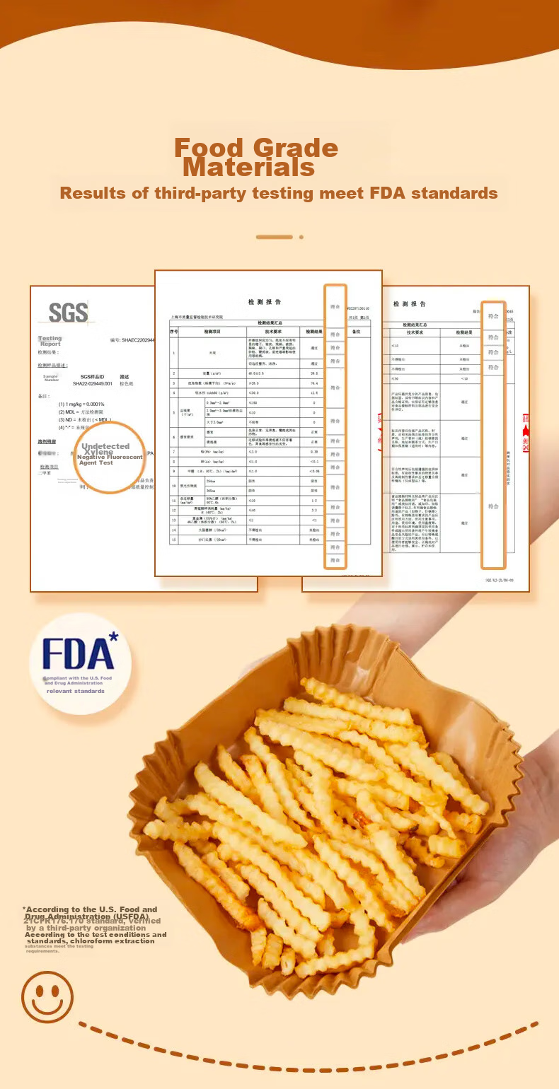 MIAOJIE Air Fryer Paper Trays, 35 Pieces, Widened Design, Double-Sided Silicone Coating for Non-Stick, Baking And Roasting Oven Use 4