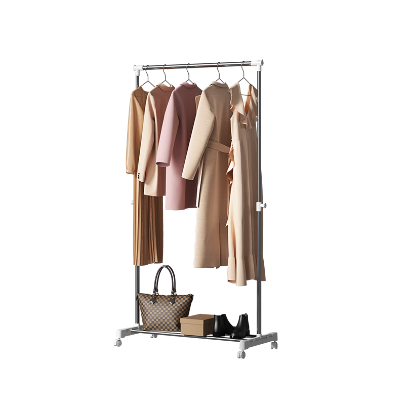 JD Jingzao Cream Tree Upgraded Double Rod Floor Standing Mobile Clothes Drying Rack Indoor Balcony Bedroom Cream Color
