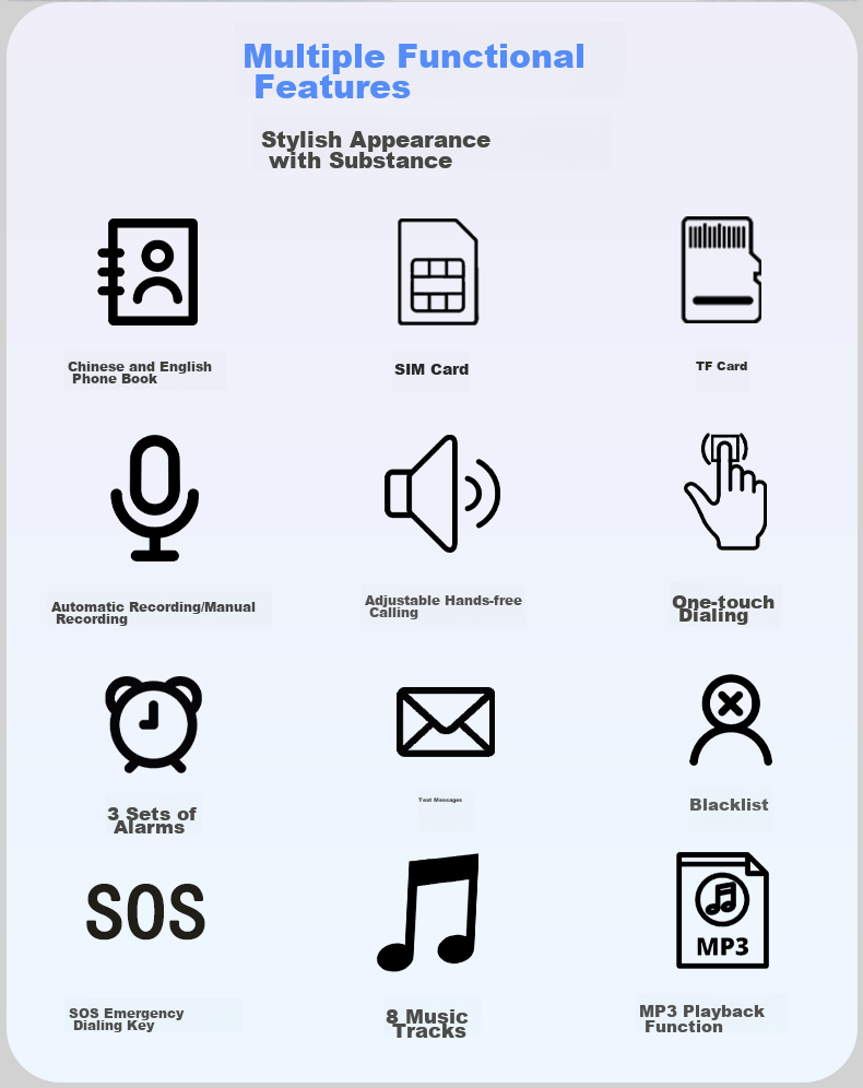 Guowei GW50 All-Network 4G5G Wireless SIM Card Telephone with Recording Function, Compatible with China Mobile, China Unicom, China Telecom And Cable TV Networks, Office And Home Use, Telemarketing, Landline Phone, Black 2