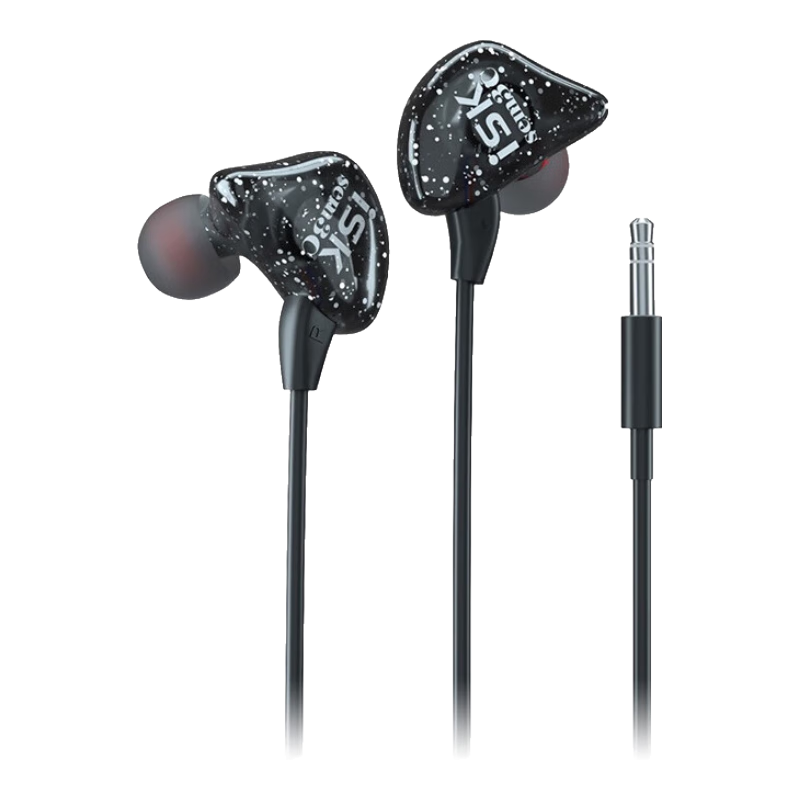 ISK SEM3C Black Wired Monitoring Earphones, In-Ear Professional Live Streaming High-Fidelity HIFI Earphones, Karaoke Music Sleep Deep Bass Headphones, Compatible with Mobile Phones, Computers, Sound Cards, Universal Earplugs