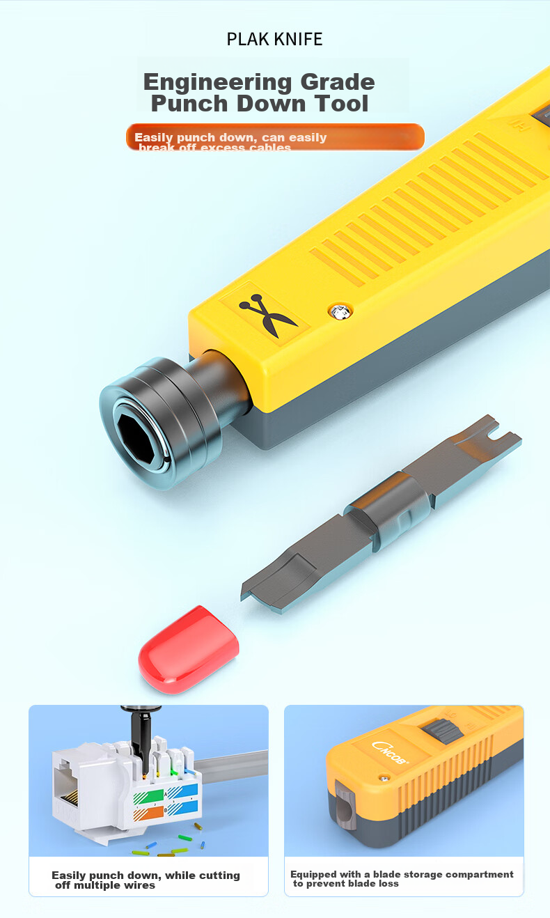 CNCOB Network Cable Crimper Tool Kit, Multifunctional Network Tester, Wire Stripper, RJ45 Crimping Tool Set, CN-A 4