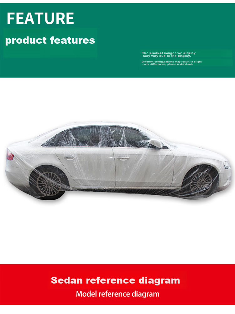 BWNK Disposable Car Cover, Waterproof And Dustproof, Plastic Transparent Car Cover, Thickened M Size [Compact Sedan] 3