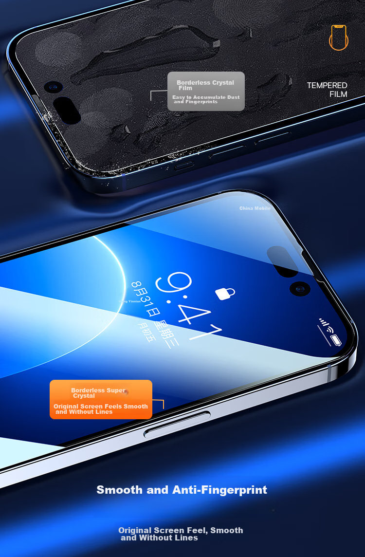 Baseus Tempered Glass Screen Protector for IPhone 14 Plus/13 Pro Max, Ultra-Ceramic Crystal Clear Anti-Drop Anti-Fingerprint HD Full Coverage Front Film, 2-Pack 9
