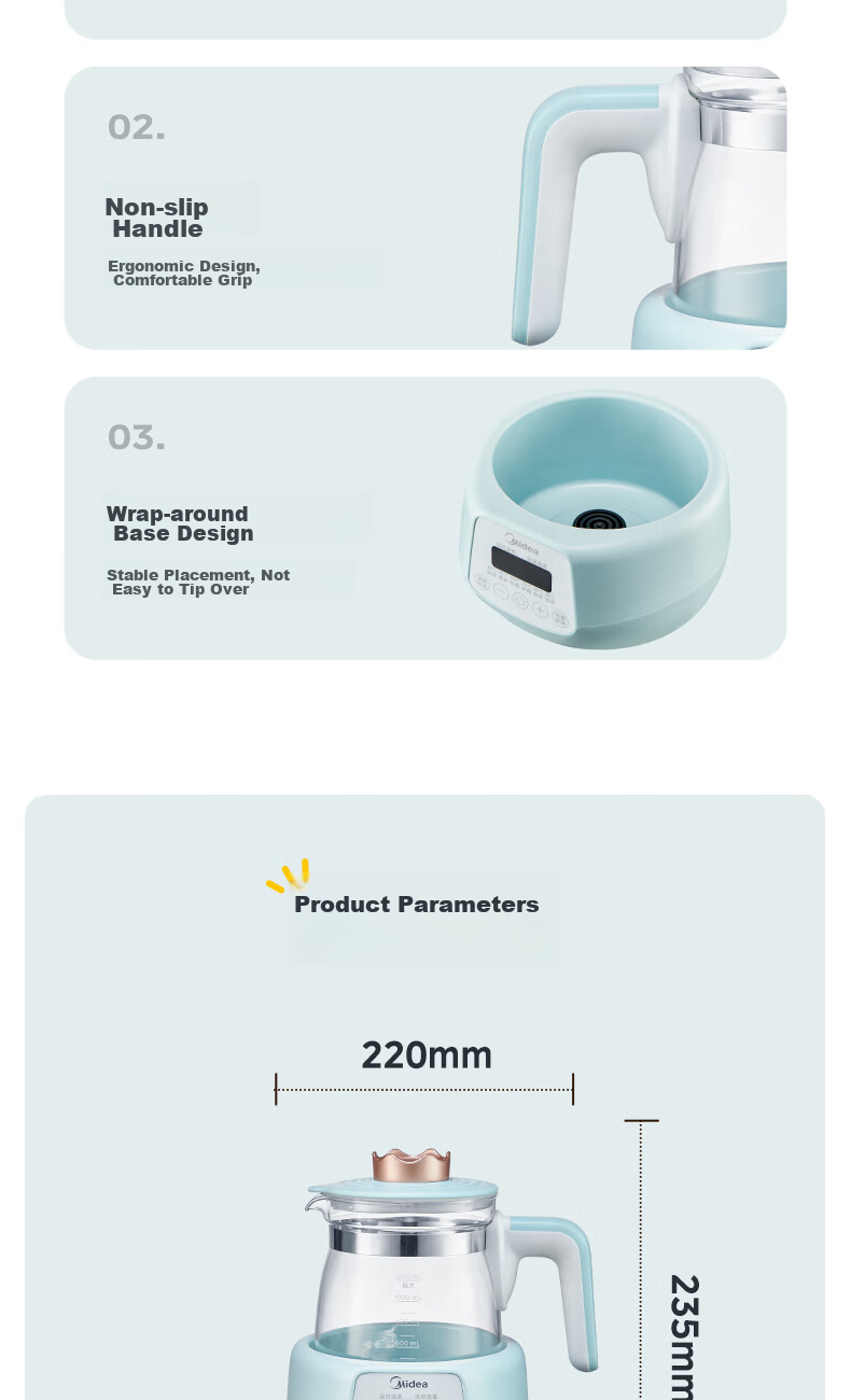 Midea Constant Temperature Kettle, Baby Formula Maker, Electric Water Boiler for Milk Preparation, Health Pot with Temperature Control, 1.3L Capacity 18