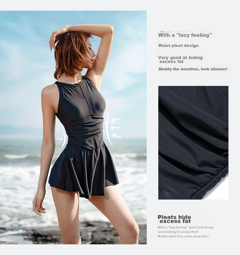 Hosa One-Piece Swimsuit for Women, Conservative And Sexy, Suitable for Hot Springs, Casual And Simple Swimwear, Jujube Red, XXL 7