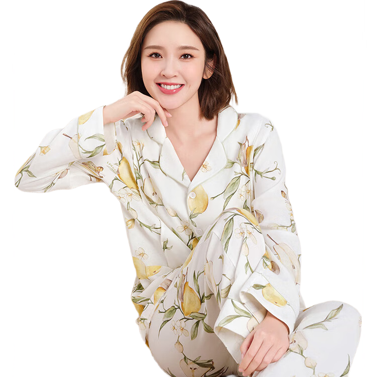 EMXEE Spring And Autumn Breathable Soft Maternity Pajamas with Chest Pads, Nursing Sleepwear for Postpartum Women, Anti-Nipple Show Loungewear