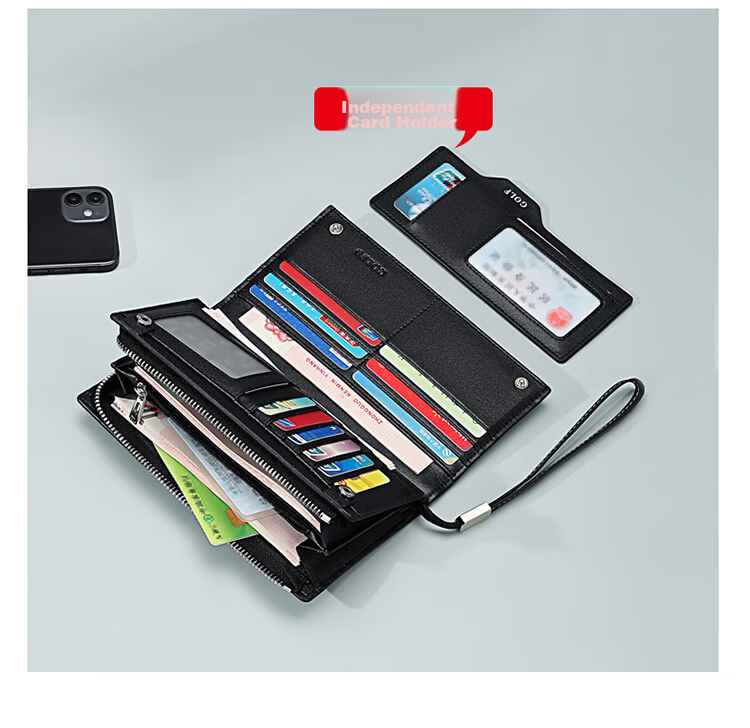 GOLF Men's Multi-Card Holder Clutch, Anti-Theft Wallet, Long Bifold Purse for Men's Driver's License And Cash 9