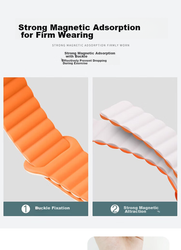 ESCASE Magnetic Silicone Watch Strap for Vivo WATCH GT ESIM Version, Breathable Comfortable Sports Dopamine Soft Skin-Friendly Starlight with Orange Band, No Ear 8