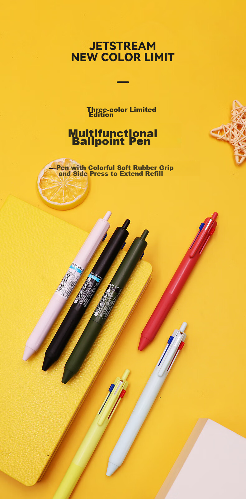 Uni Mitsubishi Three-In Multifunction Ballpoint Pen for Students, Business Office Use, Original Pen SXE3-507 Navy Blue Single Pack 1